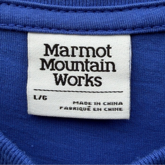 Marmot Mountain Works Leaning Marty Bear Graphic T Shirt Mens Large Blue Fun Tee - Picture 3 of 7